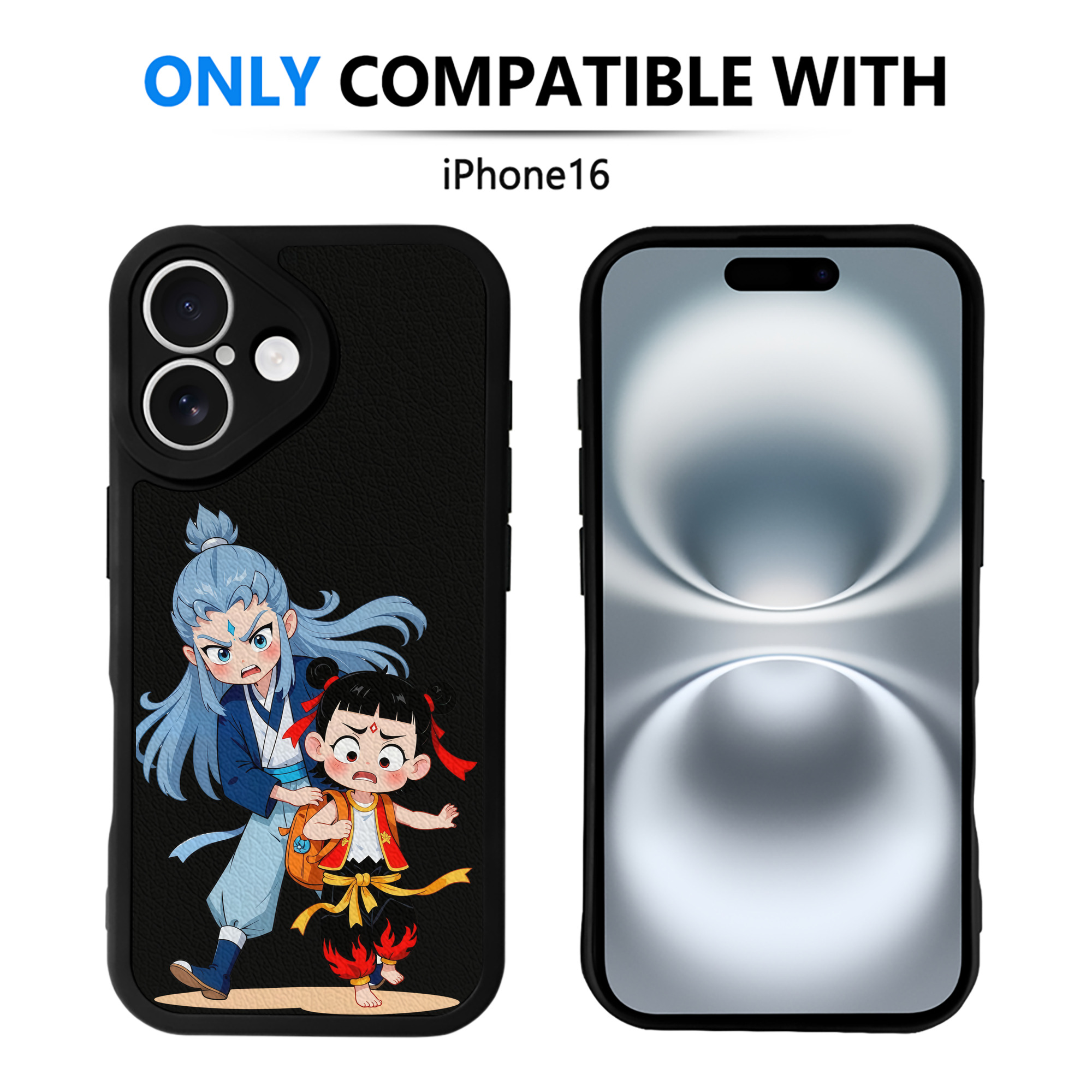 （画像用） Ne Zha 2 ナタ 魔童の大暴れ 【iPhone 16シリーズ対応】シリコンスマホケース（レザー調） 材質：シリコン